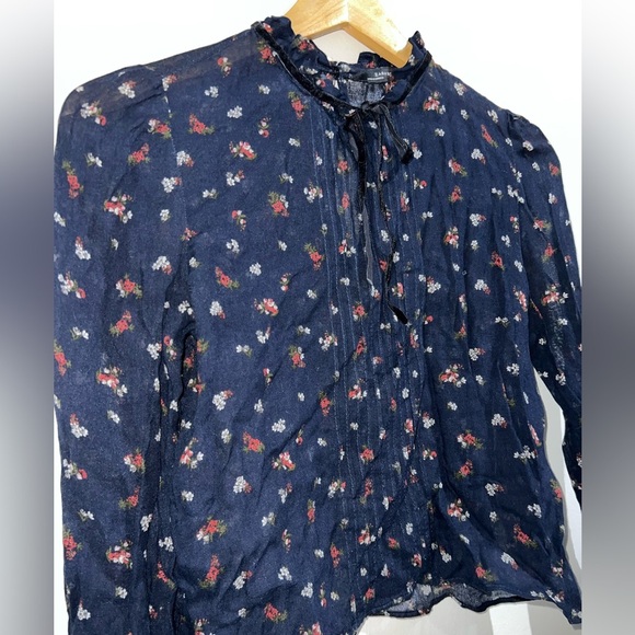 Zara Floral high Collar top Size XS - Picture 2 of 5